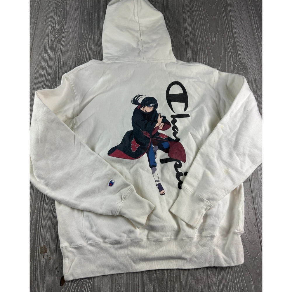 Champion Mens Naruto Akatsuki Itachi Reverse Weave Hoodie White Large